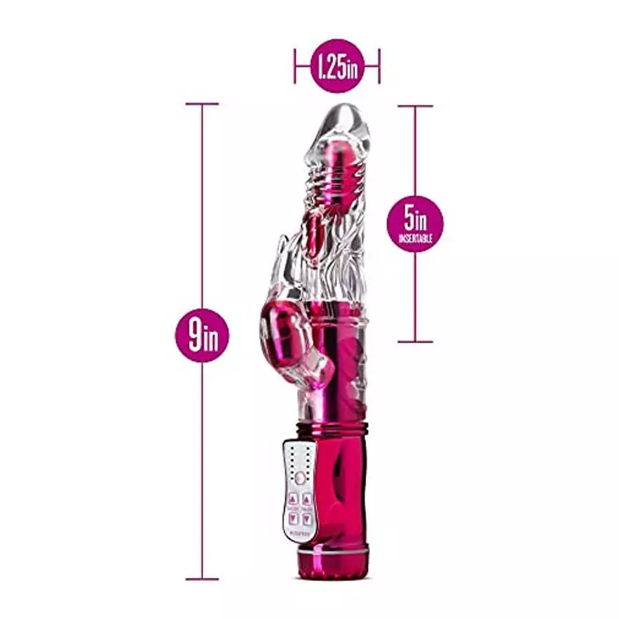 Blush Sexy Things Frisky Rabbit 48 Function 3 Vibration Points Reversible Gyrating Shaft Phthalate Free Body Safe Soft Vibrator 