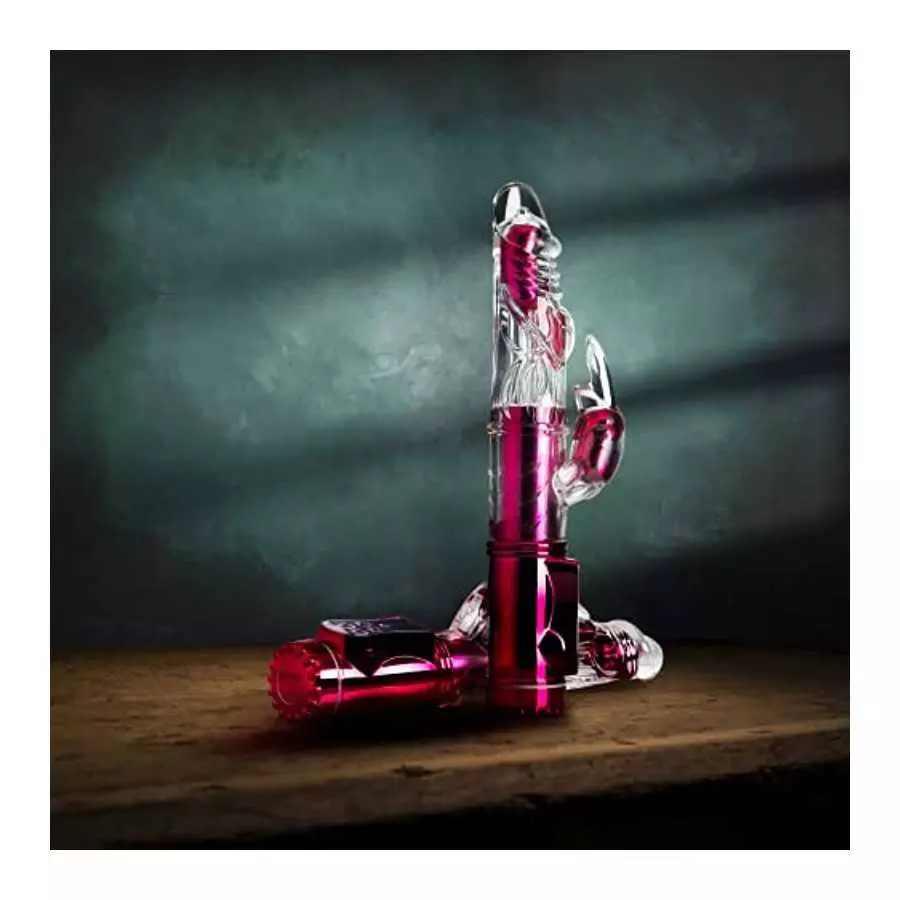 Blush Sexy Things Frisky Rabbit 48 Function 3 Vibration Points Reversible Gyrating Shaft Phthalate Free Body Safe Soft Vibrator 