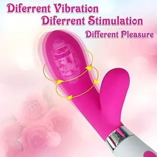 G-Spot Rabbit Vibrator Dildo Clitoris Stimulator, Silicone Vaginal Anal Nipple Massager with 10 Vibration Modes for Women Pleasu