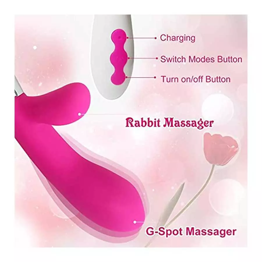 G-Spot Rabbit Vibrator Dildo Clitoris Stimulator, Silicone Vaginal Anal Nipple Massager with 10 Vibration Modes for Women Pleasu