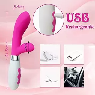 G-Spot Rabbit Vibrator Dildo Clitoris Stimulator, Silicone Vaginal Anal Nipple Massager with 10 Vibration Modes for Women Pleasu
