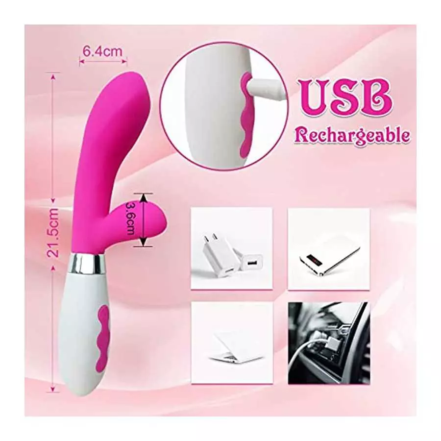 G-Spot Rabbit Vibrator Dildo Clitoris Stimulator, Silicone Vaginal Anal Nipple Massager with 10 Vibration Modes for Women Pleasu