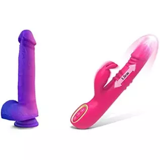 Tenufy Thrusting Rabbit Dildo Vibrator - 9 Inches Color-Changeable Realistic G Spot Dildos