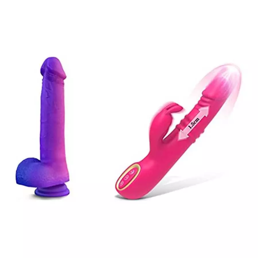 Tenufy Thrusting Rabbit Dildo Vibrator - 9 Inches Color-Changeable Realistic G Spot Dildos