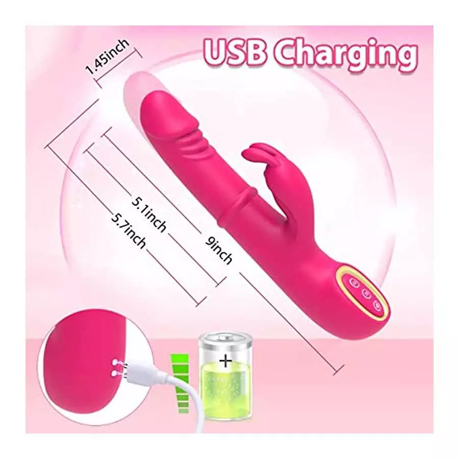 Tenufy Thrusting Rabbit Dildo Vibrator - 9 Inches Color-Changeable Realistic G Spot Dildos