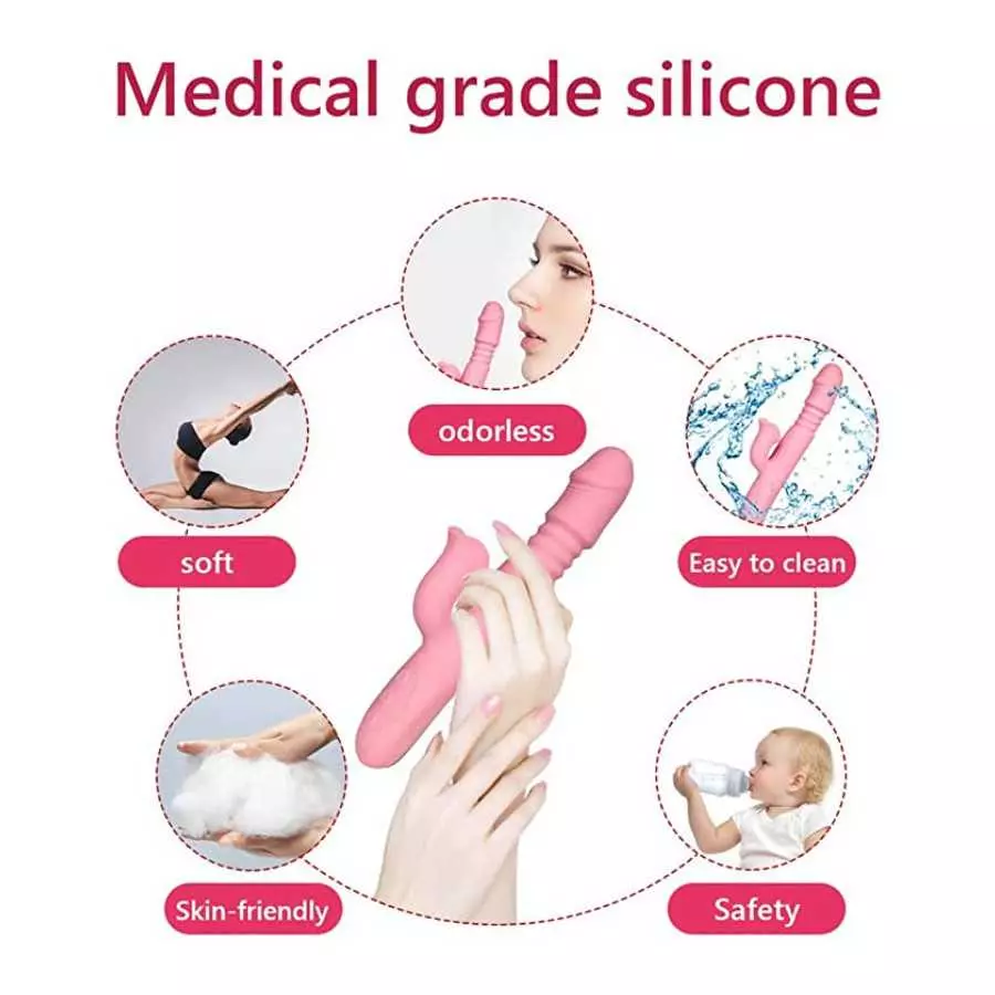 Sex Toys Vibrating Dildo Rabbit Vibrator Thrusting Rabbit Vibrator Dildo for Women with Clitoral Stimulator Pleasure Adult Toys 