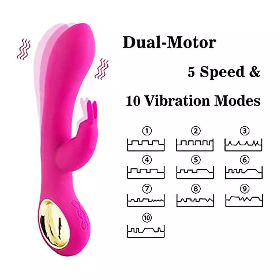 Rabbit Vibrator for Women, G Spot Clitoralis Stimulator with Bunny Ears for Clit Stimulation, 5 Speed 10 Vibration Dual Motor Ad