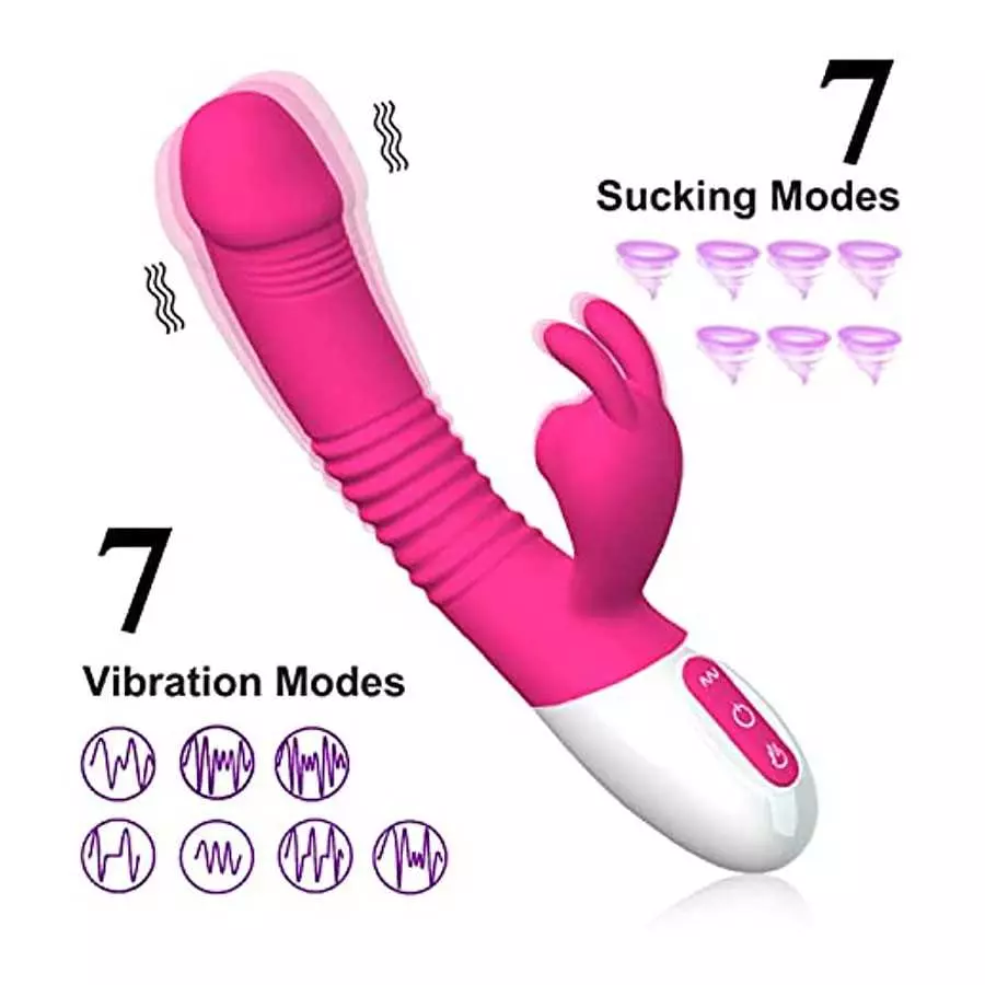 ISEYMI G Spot Rabbit Vibrator for Women Bunny Ears Clitoris G-spot Stimulation,Waterproof Dildo with 7 Powerful Vibrations Recha
