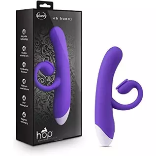 6k Oh Bunny - Rechargeable G Spot Air Pulse Vibrator - Platinum Puria Silicone Ultrasilk Smooth Feel - Gentle Sucking Flexible C