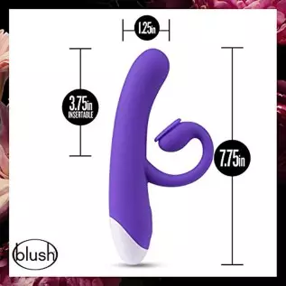 Blush Oh Bunny - Rechargeable G Spot Air Pulse Vibrator - Platinum Puria Silicone Ultrasilk Smooth Feel - Gentle Sucking Flexibl