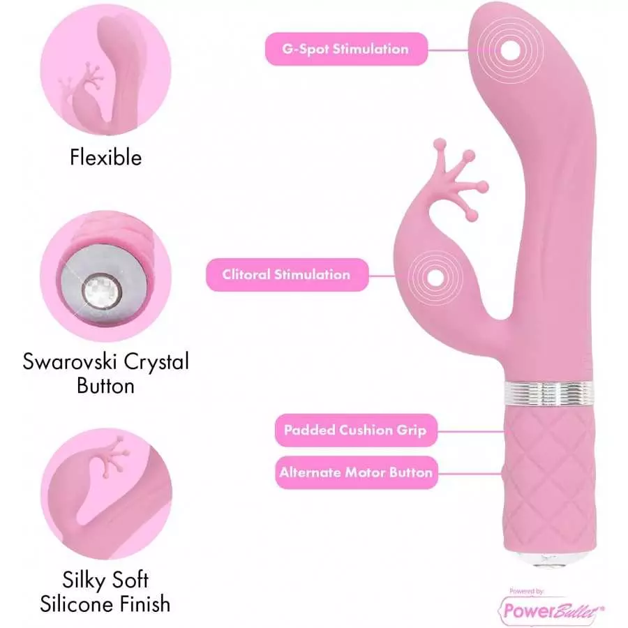 Pillow Talk Kinky Massager, Multi Speed with Swarovski Crystal Button, USB Rechargeable (Pink)