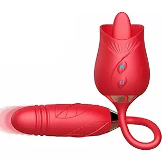Oral Clit Licking Rose Vibrator G-Spot Telescopic Dildo Adult Sex Toys for Women