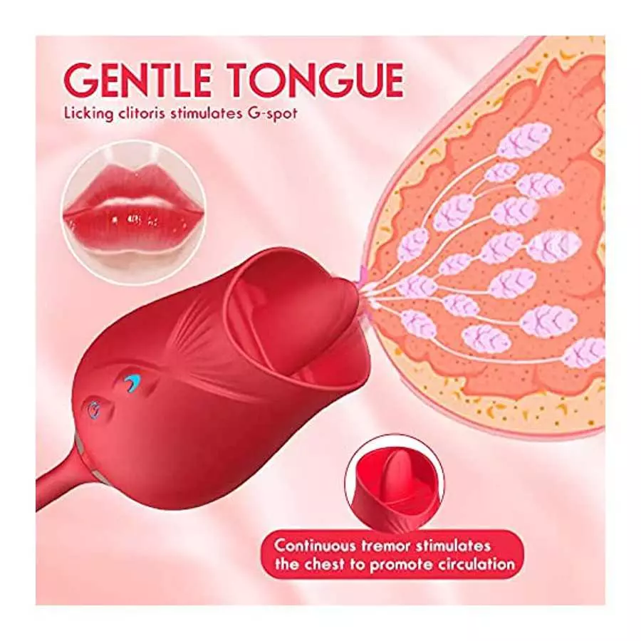 Oral Clit Licking Rose Vibrator G-Spot Telescopic Dildo Adult Sex Toys for Women