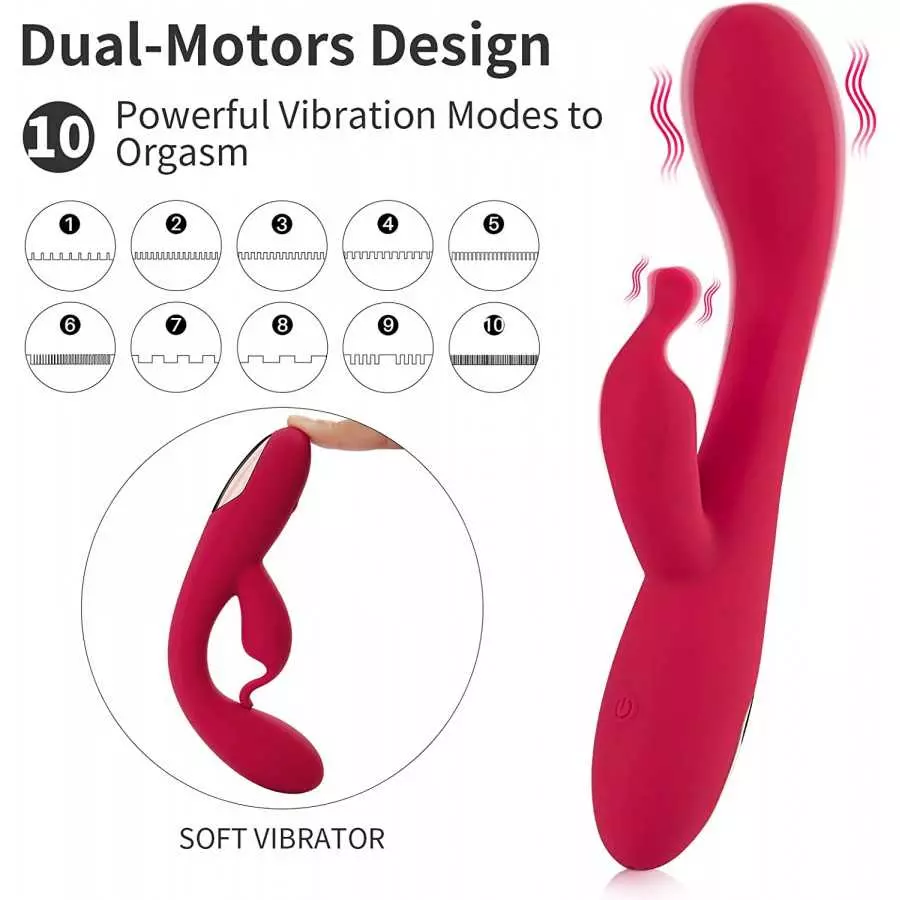 ShiningLove Rabbit Vibrator for Women G Spot Vibrator with Bunny Ears 10 Vibrations Modes Waterproof Rotating Dildo Vibrator for