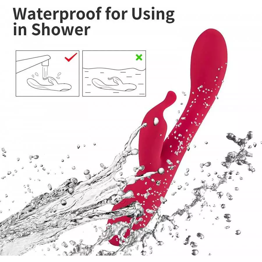 ShiningLove Rabbit Vibrator for Women G Spot Vibrator with Bunny Ears 10 Vibrations Modes Waterproof Rotating Dildo Vibrator for