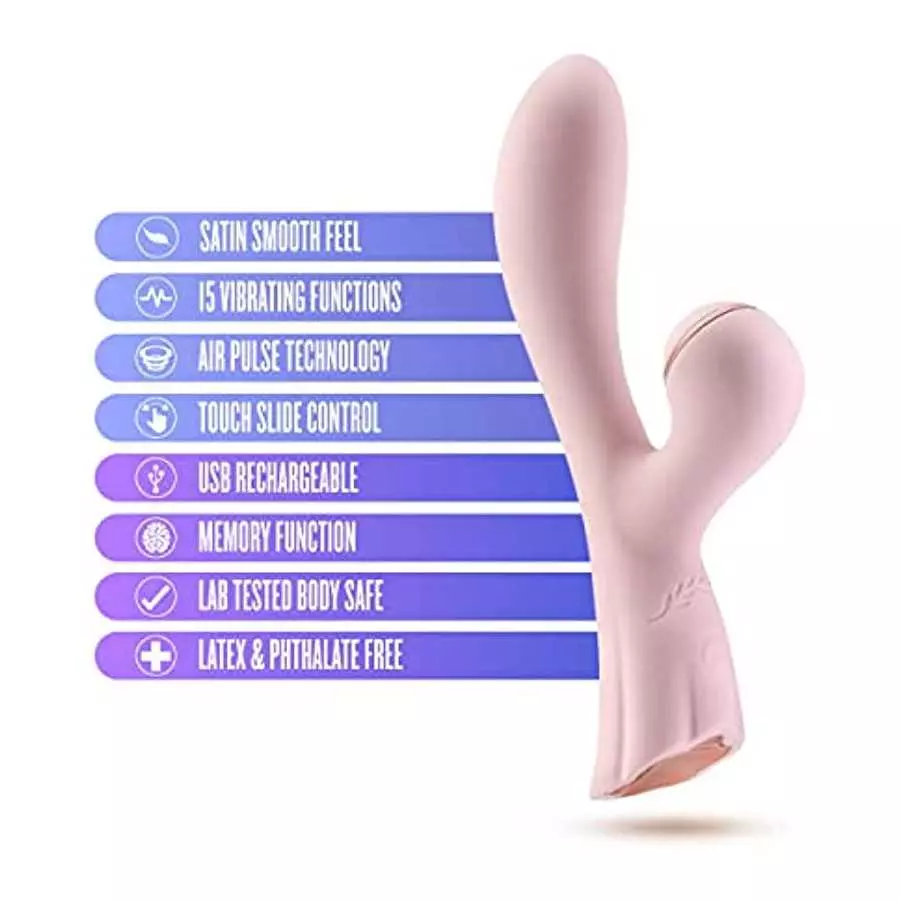 Blush Lush Isabelle - Air Pulse Rabbit with 15 Powerful Vibrating Modes - Memory Feature Remembers Last Setting - Ultrasilk Smoo