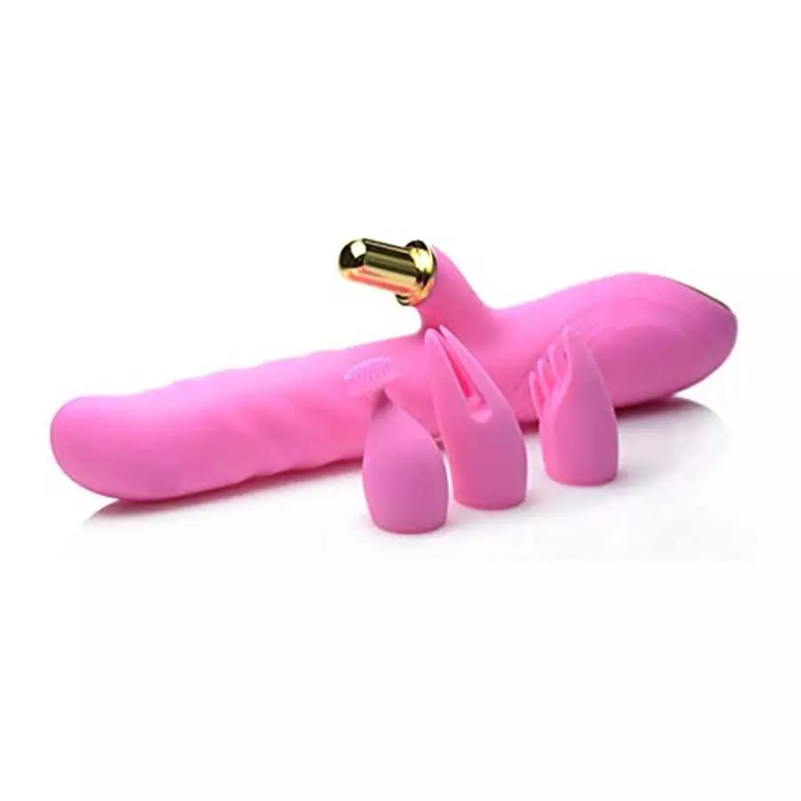 Inmi 10X Versa-Thrust Thrusting & Vibrating Silicone Rabbit W/3 Attachments, 1Count