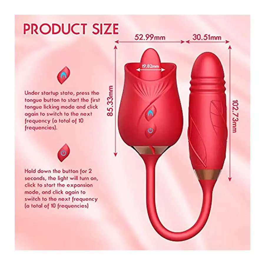 Oral Clit Licking Rose Vibrator G-Spot Telescopic Dildo Adult Sex Toys for Women