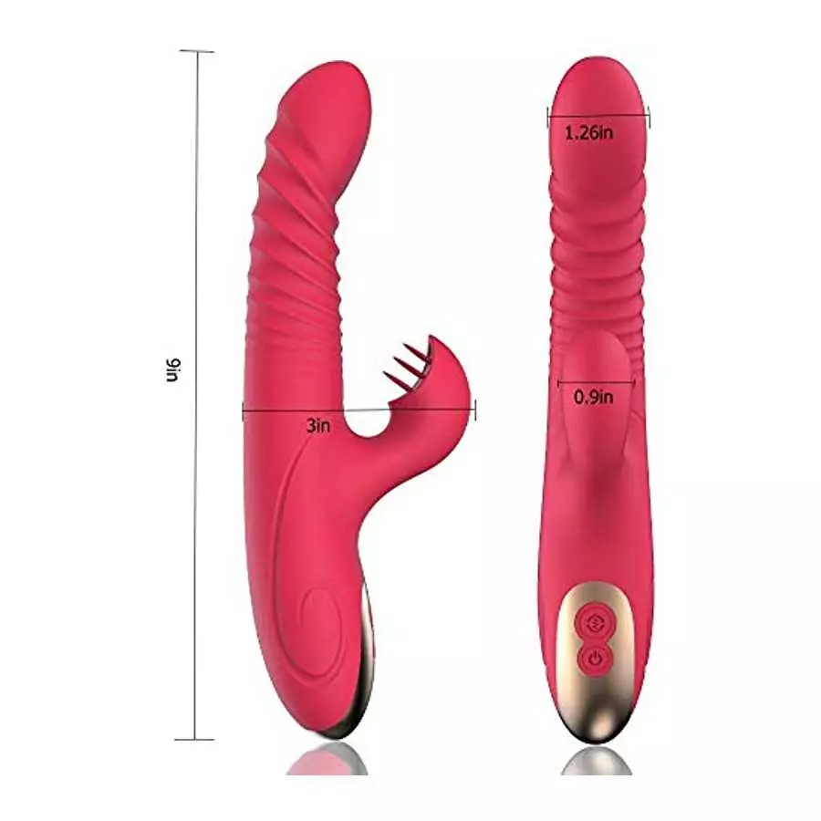 Thrusting Rabbit Vibrator for Women, G Spot Clitoral Vibrators, Vibrating Dildo for Women with 3 Powerful Thrusting Speeds 10 Vi