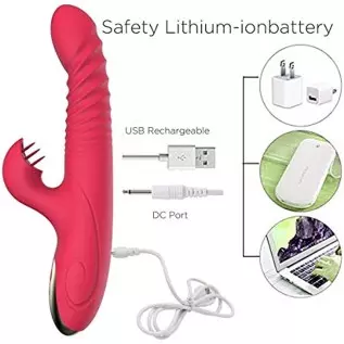 Thrusting Rabbit Vibrator for Women, G Spot Clitoral Vibrators, Vibrating Dildo for Women with 3 Powerful Thrusting Speeds 10 Vi Thrusting Rabbit Vibrator for Women, G Spot Clitoral Vibrators, Vibrating Dildo for Women with 3 Powerful Thrusting Speeds 10 Vi