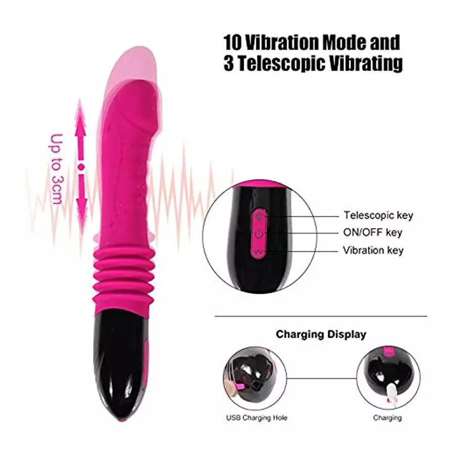 G Spot Vibrator for Women,3 in 1 Dildo Vibrator,Silicone Sex Toy with Realistic Glans,10 Vibration Patterns for Clitoris Vagina 