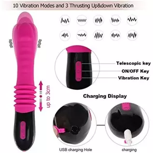 G Spot Vibrator for Women,3 in 1 Dildo Vibrator,Silicone Sex Toy with Realistic Glans,10 Vibration Patterns for Clitoris Vagina 