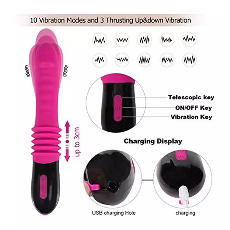 G Spot Vibrator for Women,3 in 1 Dildo Vibrator,Silicone Sex Toy with Realistic Glans,10 Vibration Patterns for Clitoris Vagina 