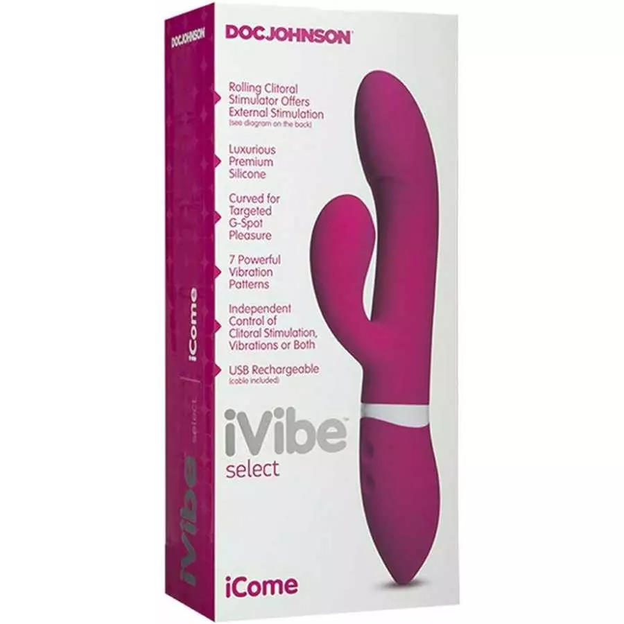 Doc Johnson iVibe Select - iCome - Luxurious Premium Silicone Rabbit-Style Vibrator - Rolling Clit Stimulator Feels Like a Flick
