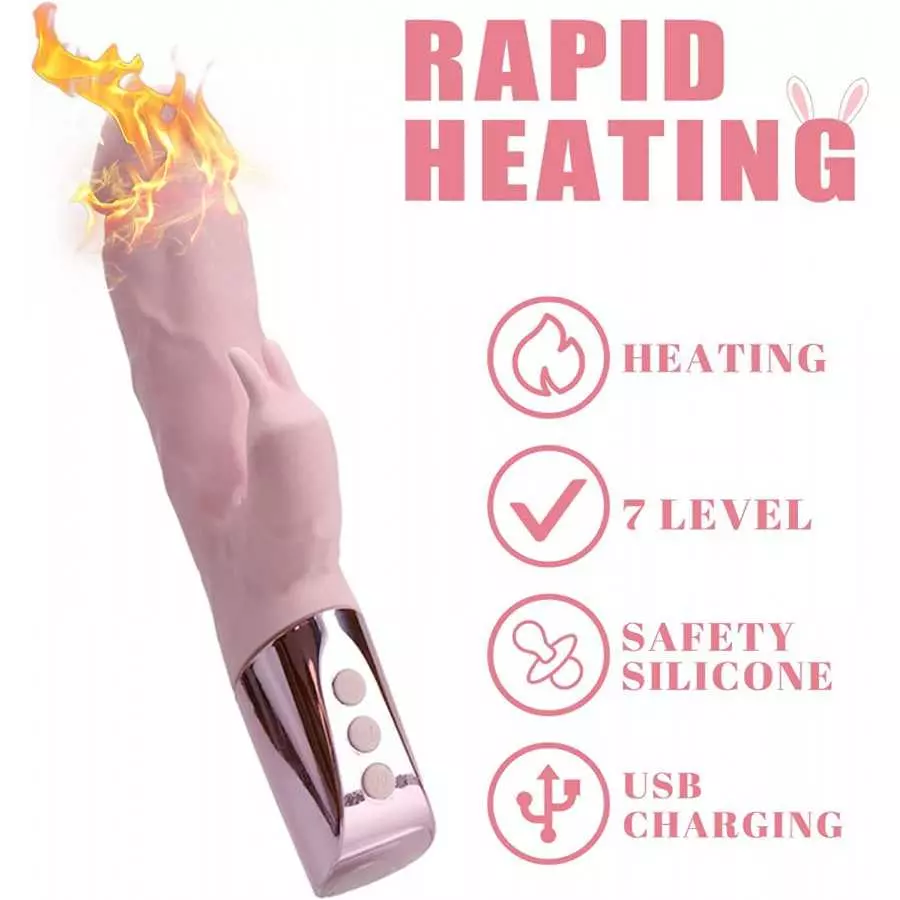 Rabbit Vibrator Dildo Vibrator for Women 42°C(107.6°F) Constant Temperature 7 Vibration Modes Rechargeable IPX6 Waterproof - Bei