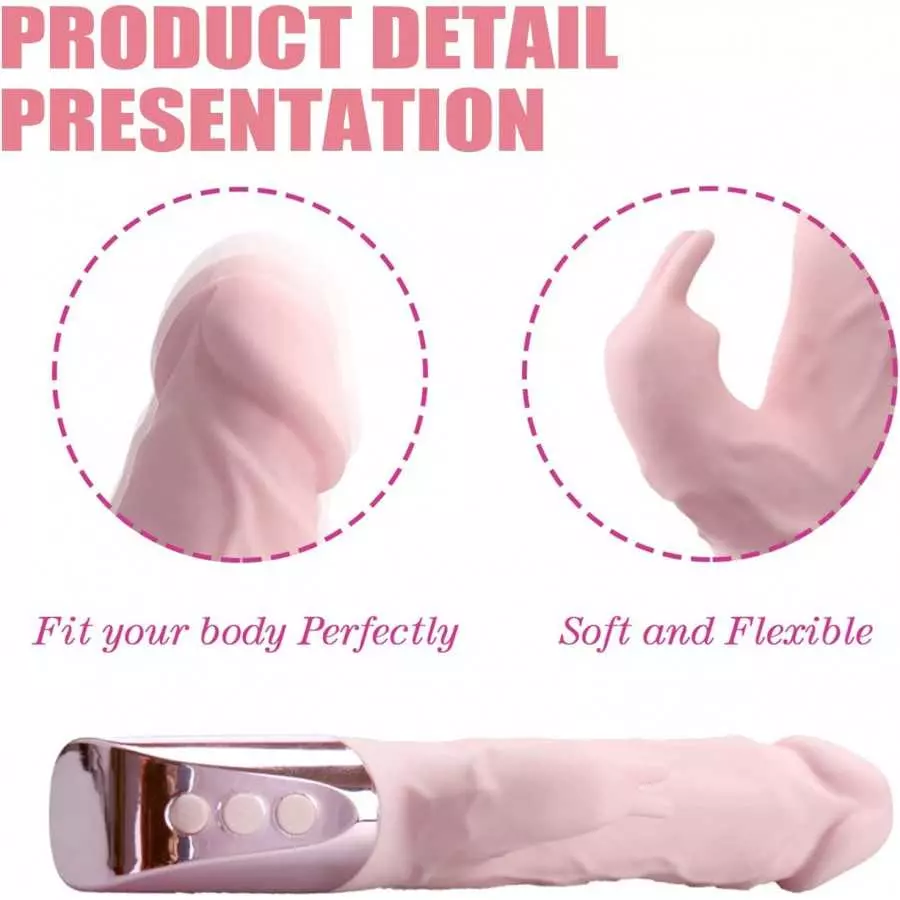 Rabbit Vibrator Dildo Vibrator for Women 42°C(107.6°F) Constant Temperature 7 Vibration Modes Rechargeable IPX6 Waterproof - Bei