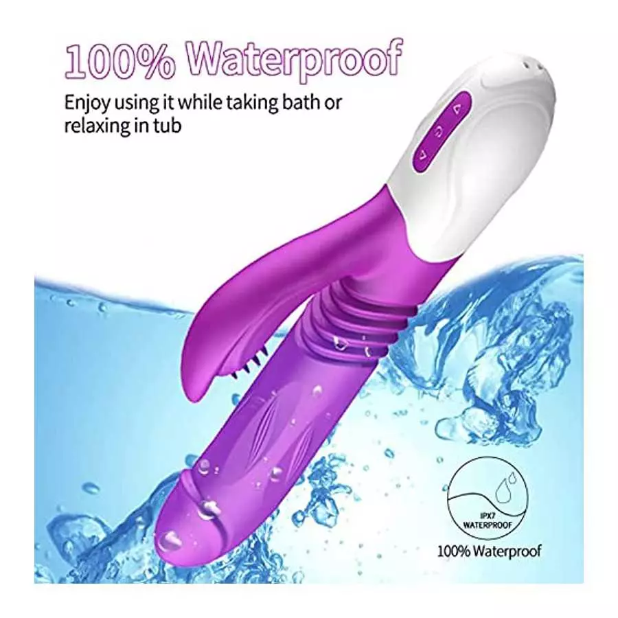 G-Spot Rabbit Vibrator with Heating Function, Rose Sex Toys for Clitoris G-spot Stimulation,Waterproof Dildo Vibrator with 9 Pow
