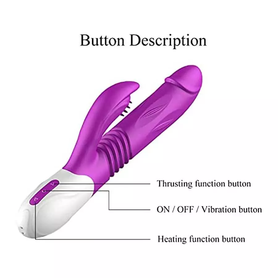 G-Spot Rabbit Vibrator with Heating Function, Rose Sex Toys for Clitoris G-spot Stimulation,Waterproof Dildo Vibrator with 9 Pow