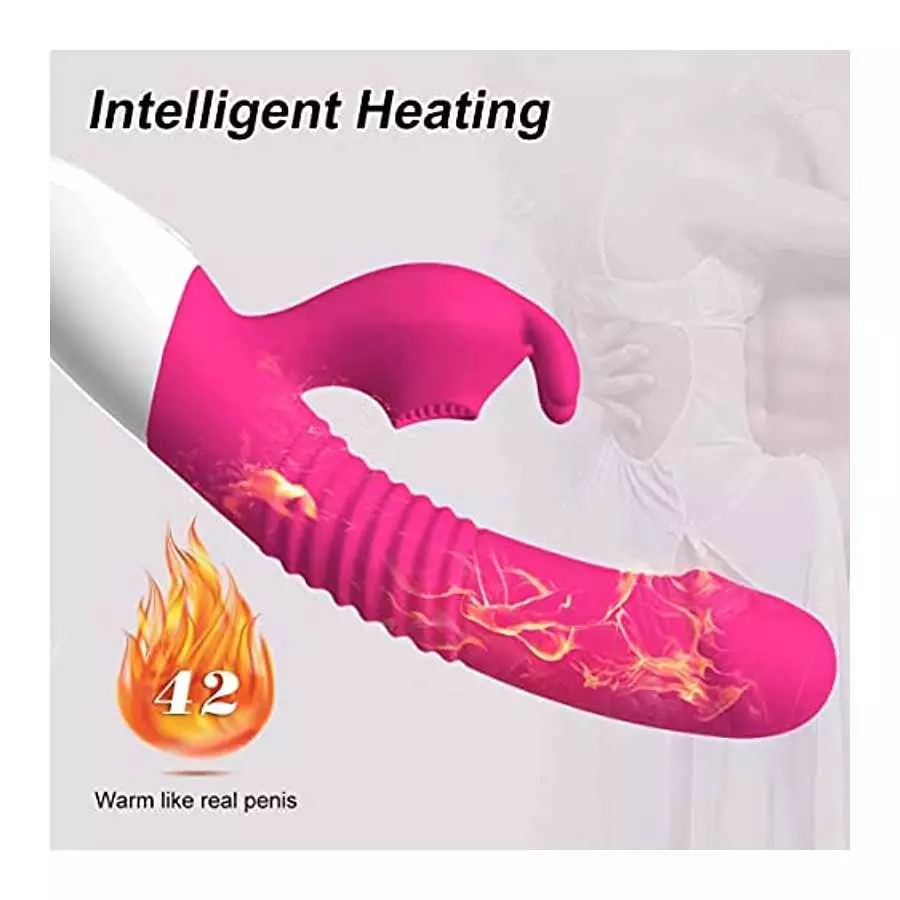 G Spot Rabbit Vibrator with Heating Function, Sex Toys for Clitoris G-spot Stimulation,Waterproof Dildo Vibrator with 9 Powerful