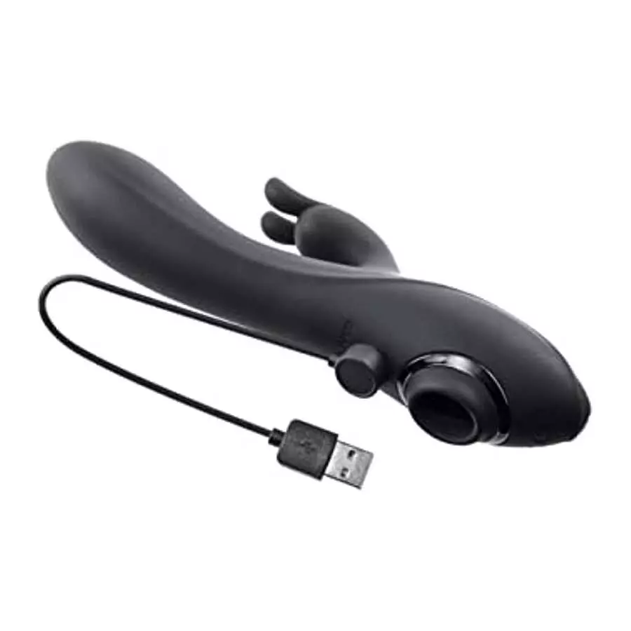 Evolved Novelties - Rabbit Hole - Rechargeable Silicone Triple Stimulation G-Spot, Rabbit & Suction Vibrator - Black