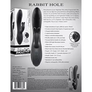 Evolved Novelties - Rabbit Hole - Rechargeable Silicone Triple Stimulation G-Spot, Rabbit & Suction Vibrator - Black