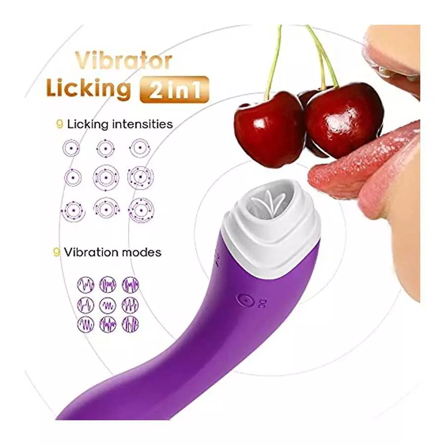 2 in 1 Clitoral Tongue Licking & G-Spot Vibrator, Vaginal Nipple Stimulator, USB Rechargeable Waterproof Massager for Quick Orga