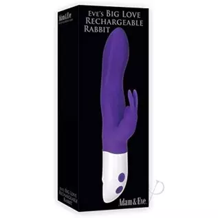 Adam & Eve Eve’s Big Love Rechargeable Rabbit Vibrator, Purple | Waterproof Silicone G Spot Vibrator with 7 Vibration Modes | 9.