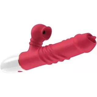 Thrusting Rabbit Vibrator Dildo for Women, Licking Tongue G Spot Sex Toy with 3 Telescopic & 10 Vibration Modes ,Anal Vibrating 