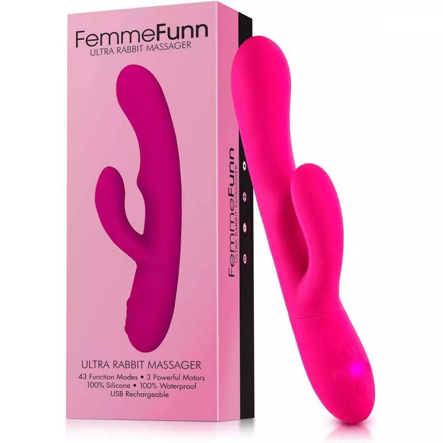 Femme Funn Ultra Rabbit Vibrator Dildo - 7 Speeds & USB Rechargeable - Clit Stimulator Rabbit Dildo for Women (Pink) Femme Funn Ultra Rabbit Vibrator Dildo - 7 Speeds & USB Rechargeable - Clit Stimulator Rabbit Dildo for Women (Pink)