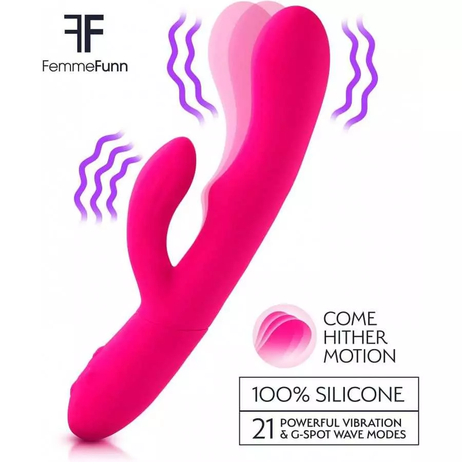 Femme Funn Ultra Rabbit Vibrator Dildo - 7 Speeds & USB Rechargeable - Clit Stimulator Rabbit Dildo for Women (Pink)