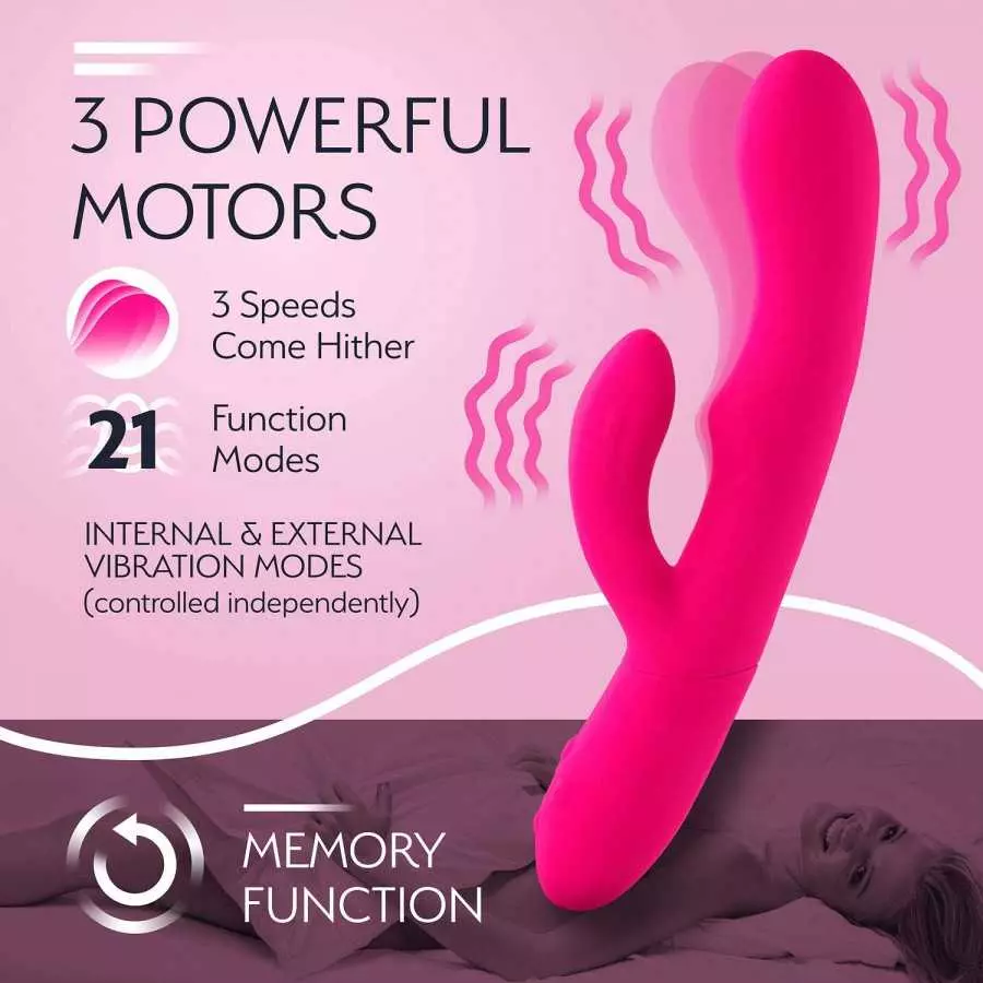 Femme Funn Ultra Rabbit Vibrator Dildo - 7 Speeds & USB Rechargeable - Clit Stimulator Rabbit Dildo for Women (Pink)