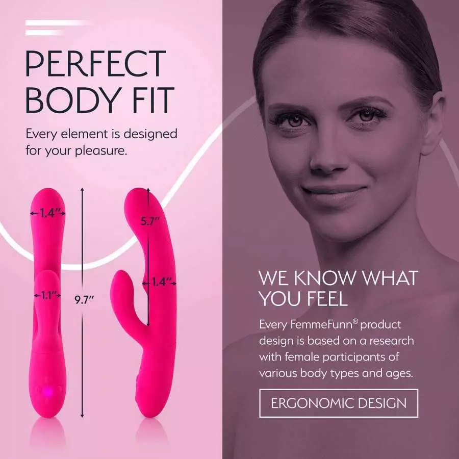 Femme Funn Ultra Rabbit Vibrator Dildo - 7 Speeds & USB Rechargeable - Clit Stimulator Rabbit Dildo for Women (Pink)