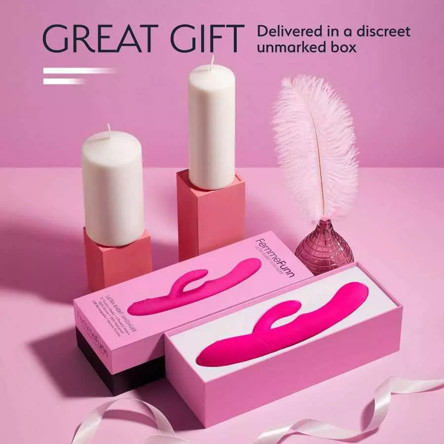 Femme Funn Ultra Rabbit Vibrator Dildo - 7 Speeds & USB Rechargeable - Clit Stimulator Rabbit Dildo for Women (Pink)