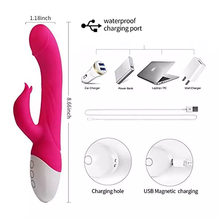 JOYME-G Spot Rabbit Vibrator with Heating Function, Rose Sex Toys for Clitoris G-spot Stimulation,Dual Motor Stimulator for Wome