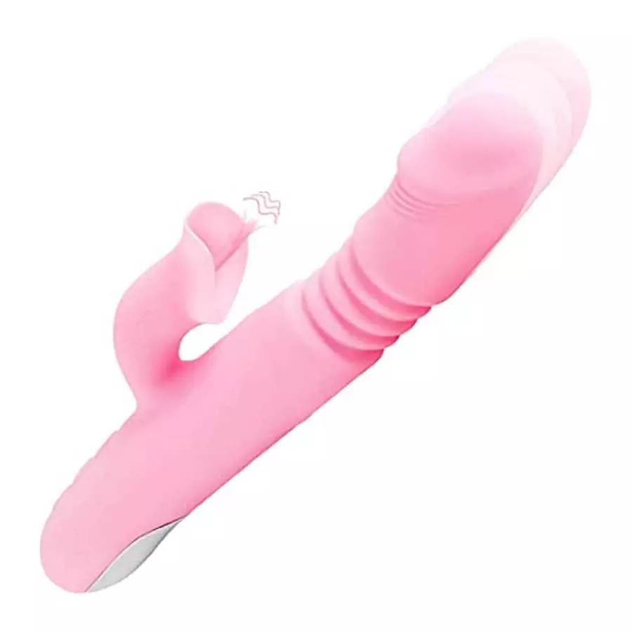 Thrusting Rabbit Vibrator , 9.8" Triple Action G Spot Vibrator with Independent Clitoral Stimulator, 10 Patterns, Waterproof & R Thrusting Rabbit Vibrator , 9.8" Triple Action G Spot Vibrator with Independent Clitoral Stimulator, 10 Patterns, Waterproof & R