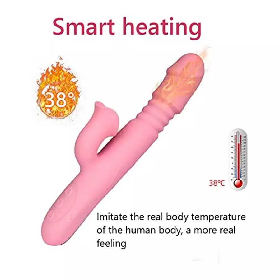 Thrusting Rabbit Vibrator , 9.8" Triple Action G Spot Vibrator with Independent Clitoral Stimulator, 10 Patterns, Waterproof & R