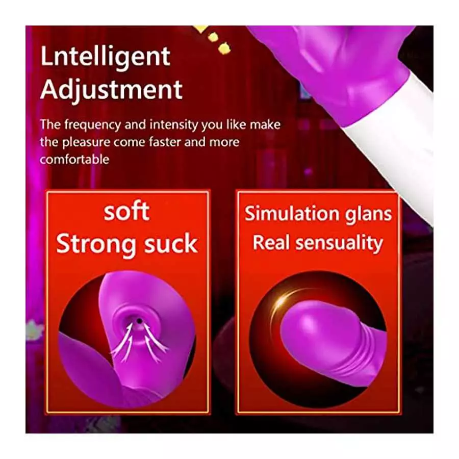 Thrusting Rabbit Vibrator for Women, G Spot Dildo Vibrator 3 Thrusting Rotating and 7 Clitoris Stimulator Vibrator 3 in 1 Rechar
