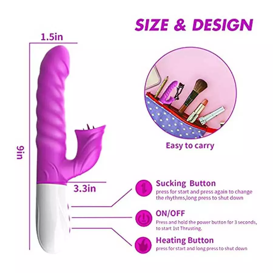 Rabbit Vibrator - 9.8" Triple Action G Spot Vibrator with Independent Clitoral Stimulator, 10 Patterns, Rechargeable Sex Toys fo