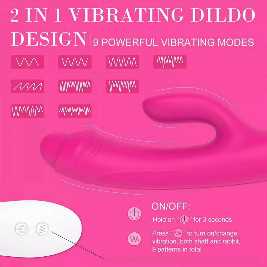 G-Spot Rabbit Vibrator,9 Vibrating Rabbit Dildo Vibrator for Women Masturbation, Waterproof Rechargeable Adult Sex Toys Silicone