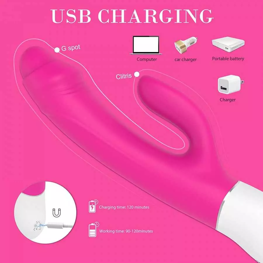 G-Spot Rabbit Vibrator,9 Vibrating Rabbit Dildo Vibrator for Women Masturbation, Waterproof Rechargeable Adult Sex Toys Silicone